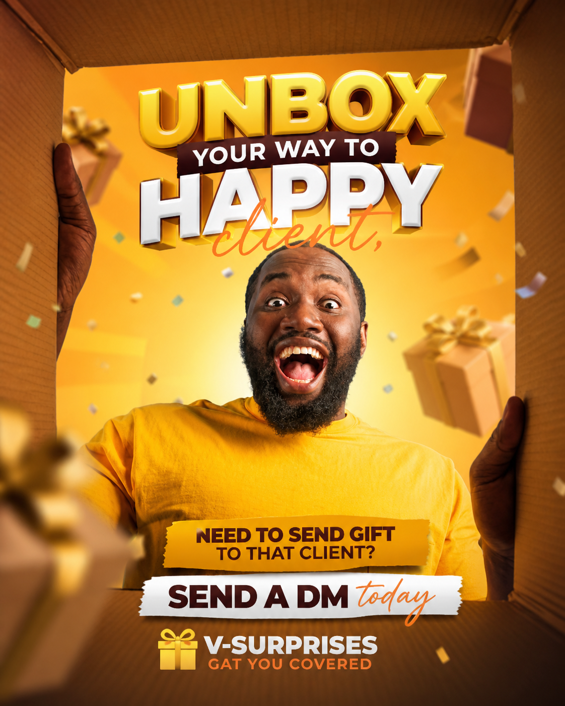 Client gift surprise promotional design